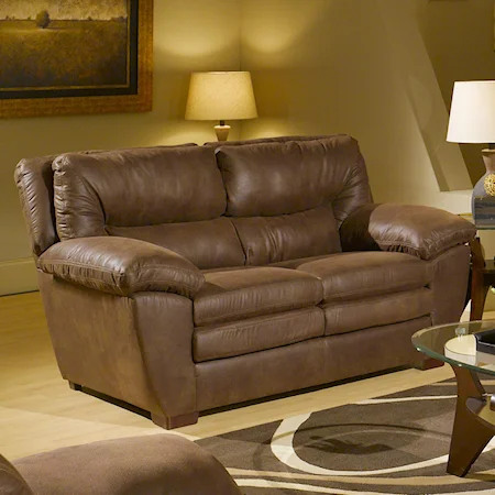 Contemporary Loveseat with Baseball Stitch Detailing